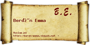 Berán Emma névjegykártya